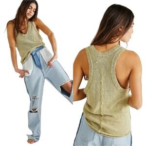 Free People Curly Willow Slim n' Simple Slub Jersey Cotton Tank Top XS